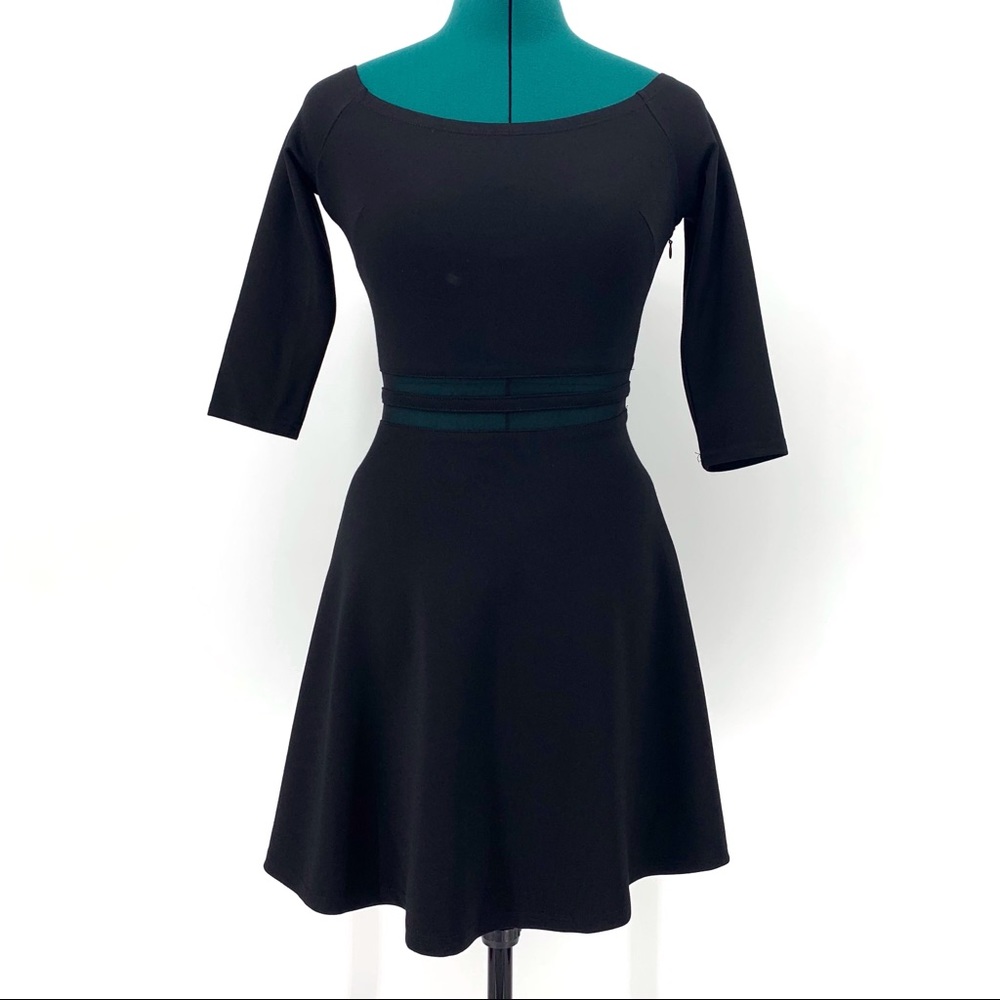 Lulu's Yes to the Mesh Black Skater Dress, XS